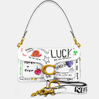 Coach Tabby shoulder bag with multi-colored sketches and doodles.(Premium Model)