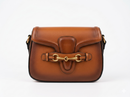 G -Brown Smooth Calfskin Leather Medium Lady Web Shoulder Bag