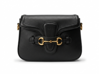 G -Black Smooth Calfskin Leather Medium Lady Web Shoulder Bag