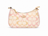 Coach Teri Mini Crossbody Bag In Signature Canvas Gold Chalk Pink