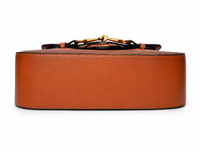 G -Brown Smooth Calfskin Leather Medium Lady Web Shoulder Bag