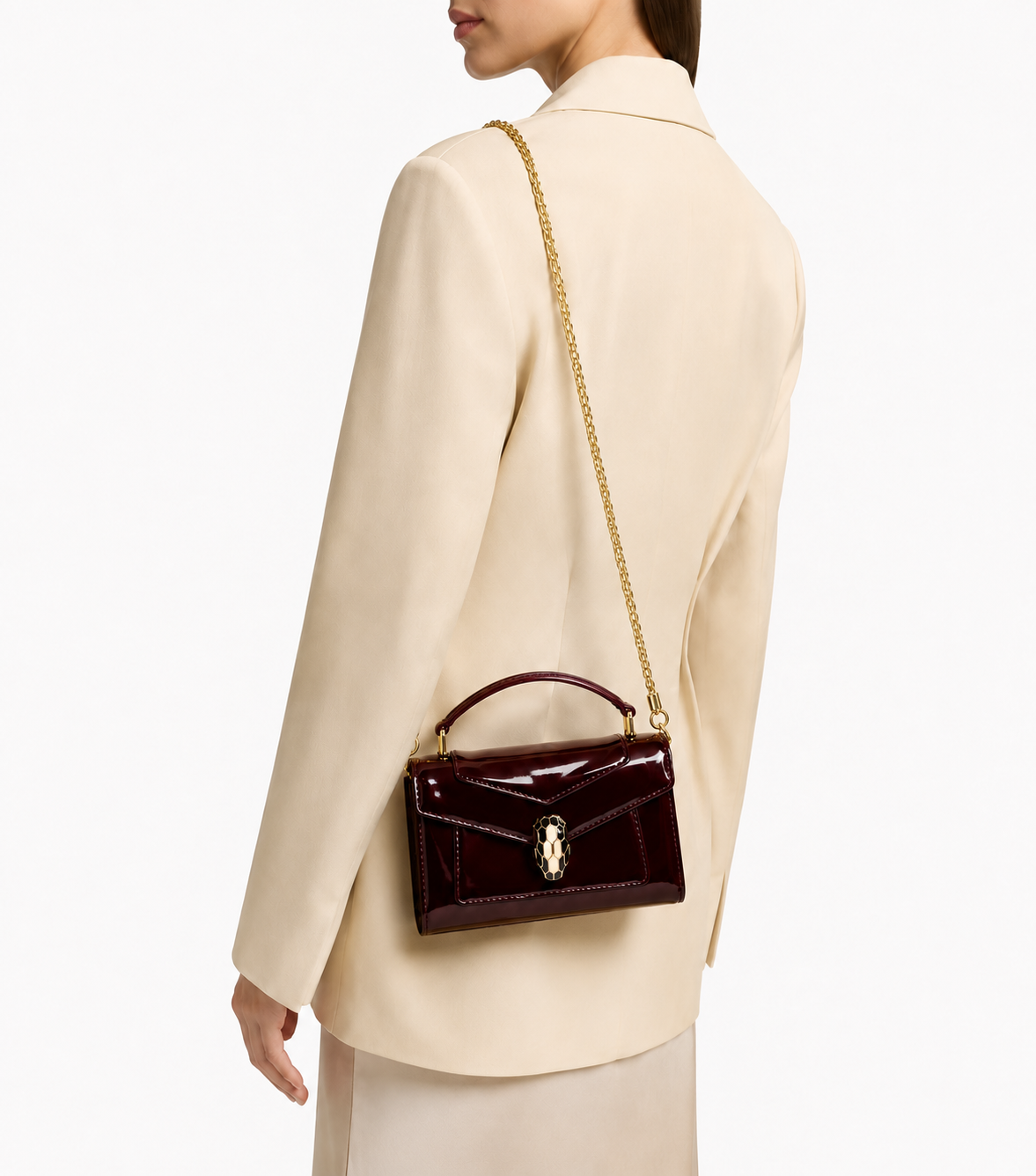 Bulgari Calfskin Serpenti Forever Crossbody Bag Wine Red