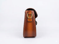 G -Brown Smooth Calfskin Leather Medium Lady Web Shoulder Bag