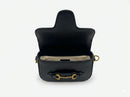 G -Black Smooth Calfskin Leather Medium Lady Web Shoulder Bag