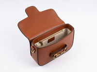 G -Brown Smooth Calfskin Leather Medium Lady Web Shoulder Bag