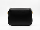 G -Black Smooth Calfskin Leather Medium Lady Web Shoulder Bag